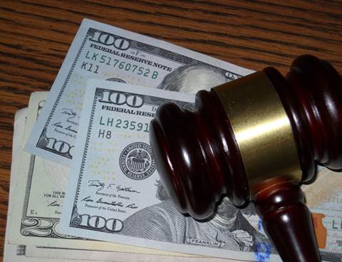 piggy bank and tea and gavel with cash 006